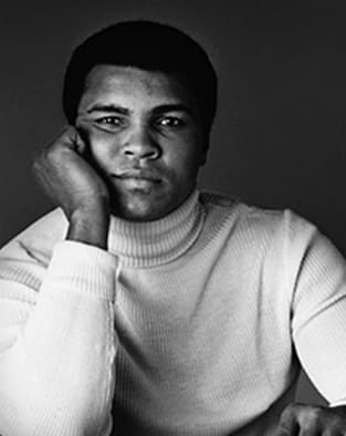 Black and white portrait of Muhammad Ali