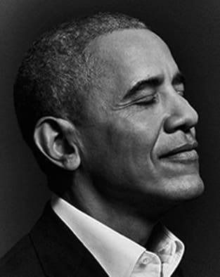 Black and white portrait of Obama